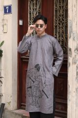 Áo dài nam vẽ - F - Ghi