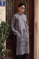 Áo dài nam vẽ - F - Ghi