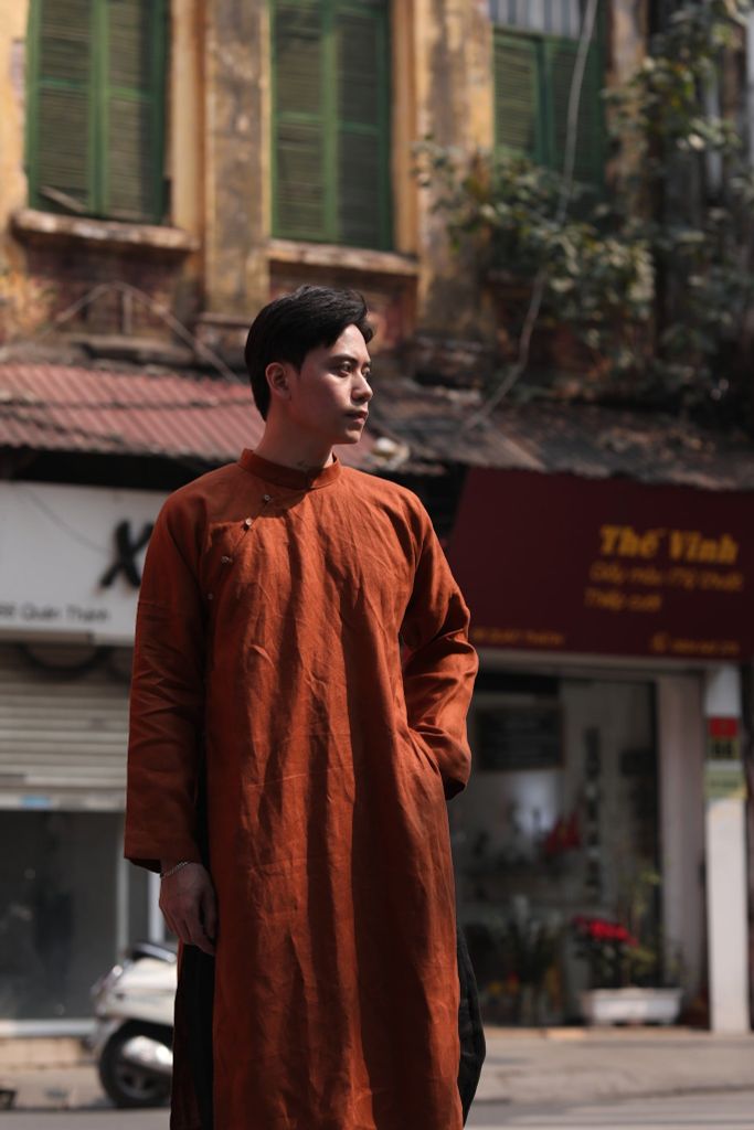 Áo dài nam - F - Cam