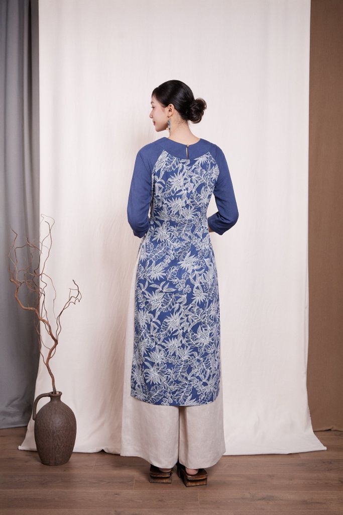 Áo dài mắt hí - Navy