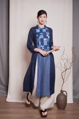 Áo dài can nhuộm thủ công - Navy