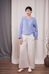 Áo nơ bên - Kẻ xanh