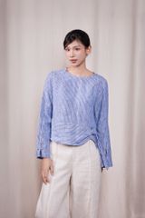 Áo nơ bên - Kẻ xanh