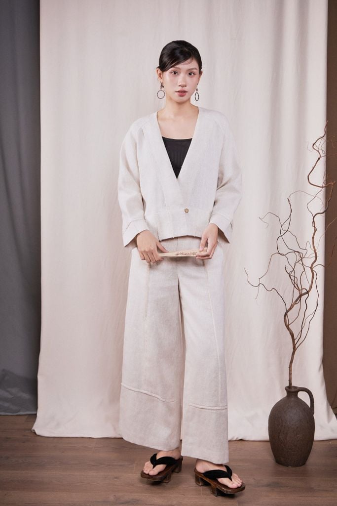 Áo kimono pha biên - Be - F