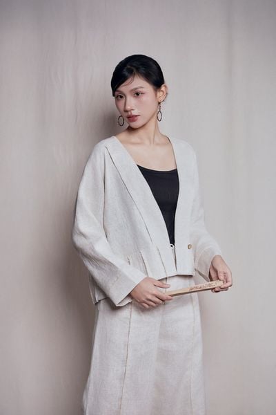 Áo kimono pha biên - Be - F