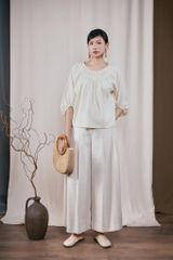 Áo cổ nhún tay bồng - Be - F