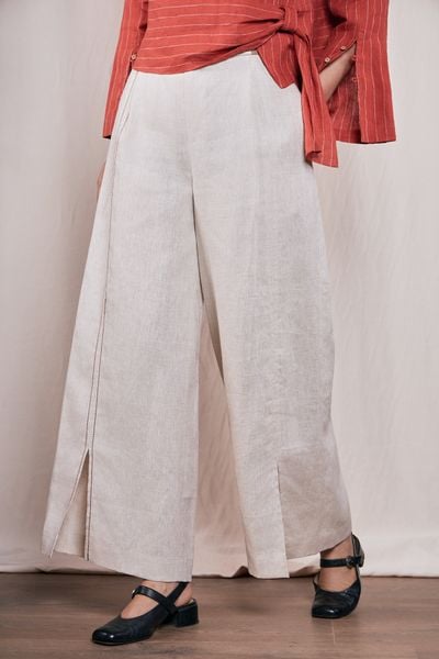 Quần suông phối cạp sườn