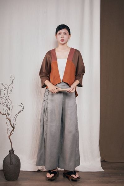 Áo kimono 3 màu layer - Cam - F