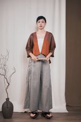 Áo kimono 3 màu layer - Cam - F