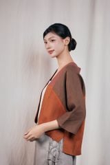 Áo kimono 3 màu layer - Cam - F