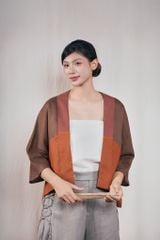 Áo kimono 3 màu layer - Cam - F