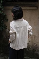 Áo sơ mi nẹp sườn - Beige kẻ ghi