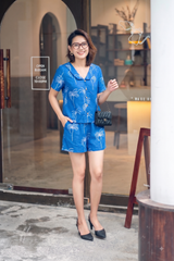 Đồ bộ đùi có tay cổ V cây dừa