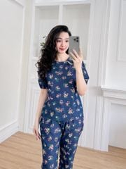 Đồ bộ dài thiết kế cổ giọt nước hoa ngũ sắc