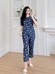 Đồ bộ dài thiết kế cổ giọt nước hoa ngũ sắc