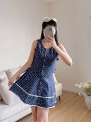 Sét bộ váy ghi lê hoa hồng nhỏ 2609