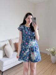 Đồ bộ đùi có tay cánh tiên hoa hoa đào hồng