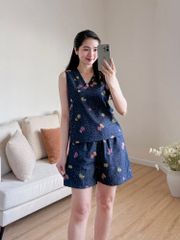 Đồ bộ đùi thiết kế nút chéo hoa đồng tiền