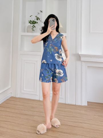 Đồ bộ đùi thiết kế nút chéo hoa Lan