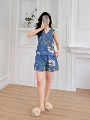 Đồ bộ đùi thiết kế nút chéo hoa Lan