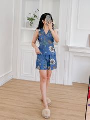 Đồ bộ đùi thiết kế nút chéo hoa Lan