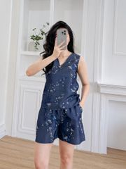 Đồ bộ đùi thiết kế nút chéo chim én mùa xuân