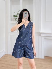 Đồ bộ đùi thiết kế nút chéo chim én mùa xuân