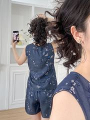 Đồ bộ đùi thiết kế nút chéo chim én mùa xuân