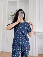 Đồ bộ dài thiết kế cổ giọt nước hoa lily