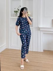 Đồ bộ dài thiết kế cổ giọt nước hoa ngũ sắc