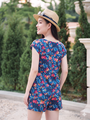 Đồ bộ đùi có tay cánh tiên hoa nhiệt đới đa sắc