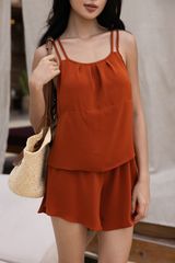 Đồ bộ đùi thiết kế 2 dây rayon cam đất