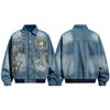 WES®️| ÁO KHOÁC DENIM CỔ BẺ THÊU HỌA TIẾT ĐỘNG VẬT RETRO UNISEX WES6181