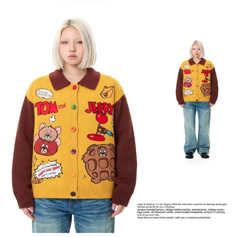 WES®️| ÁO KHOÁC LEN THÊU TOM & JERRY RETRO UNISEX WES2026