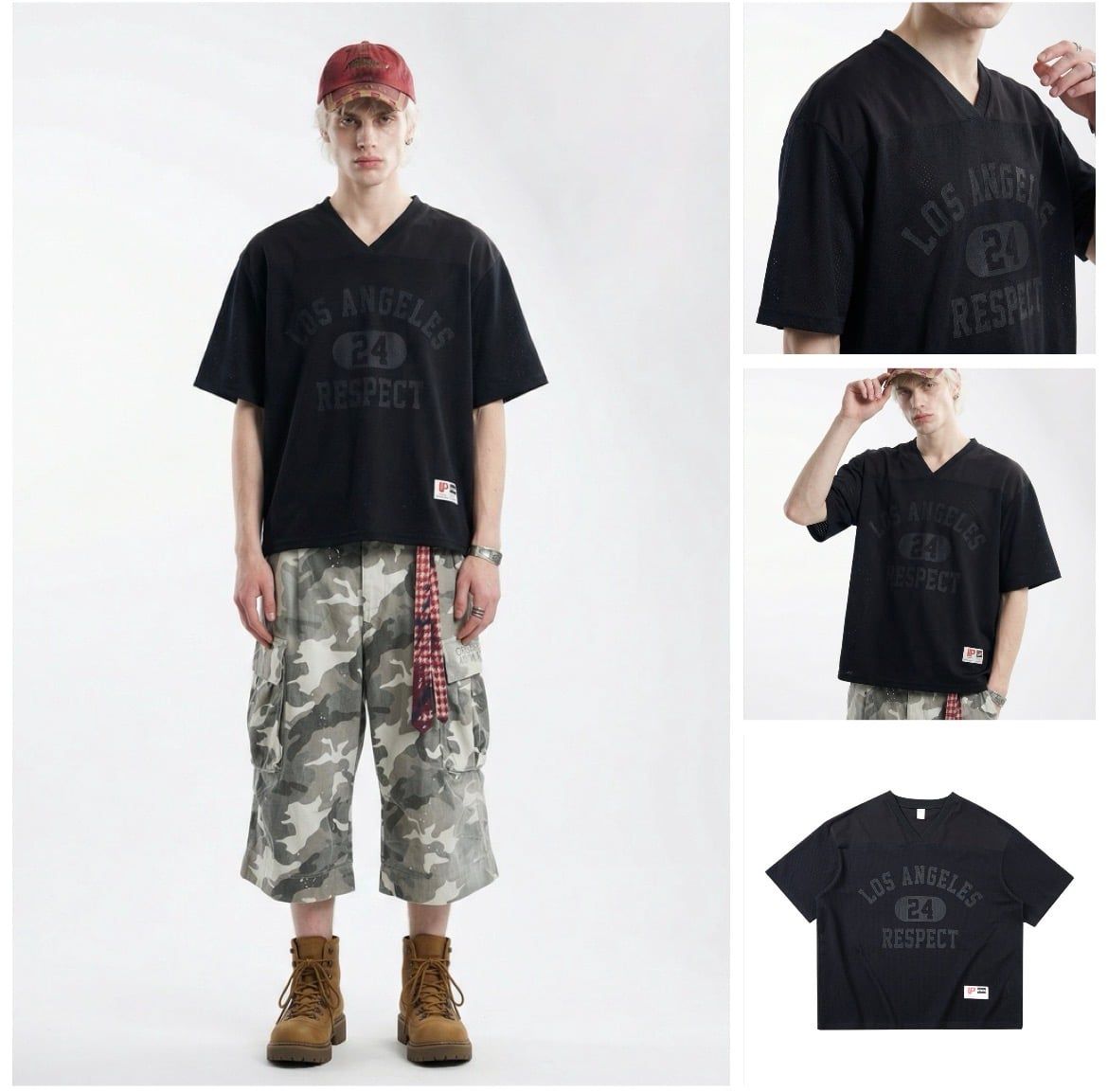INF®️| ÁO THUN CỔ TIM NGẮN TAY 100% COTTON LƯỚI OVERSIZE UNISEX INF 8321