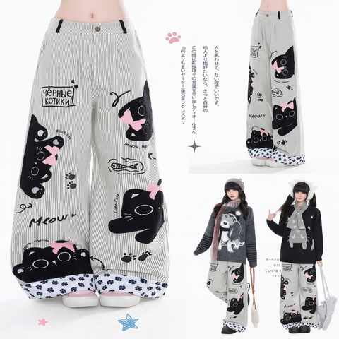 WES®️| QUẦN VẢI THÔ  THÊU HOẠT HÌNH UNISEX 189
