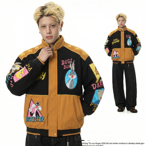 WES®️| ÁO KHOÁC BOMBER THÊU HỌA TIẾT BUNNY RETRO UNISEX WES2026