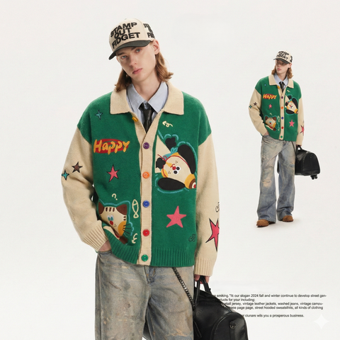 WES®️| ÁO KHOÁC LEN THÊU HAPPY RETRO UNISEX WES224