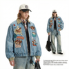 WES®️| ÁO KHOÁC DENIM CỔ BẺ THÊU HỌA TIẾT ĐỘNG VẬT RETRO UNISEX WES6178