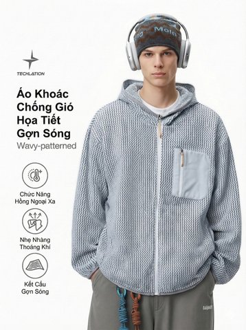 INF®️| ÁO KHOÁC HỌA TIẾT SÓNG CỔ ĐỨNG KHÓA KÉO INF 5485