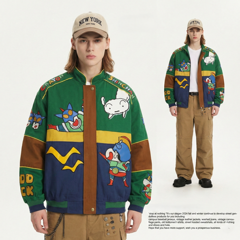 WES®️| ÁO KHOÁC BOMBER CRAYON THÊU HỌA TIẾT RETRO UNISEX WES5148