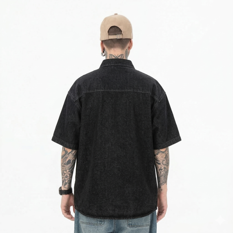 WES®️| ÁO KHOÁC SƠ MI DENIM RÁCH RƯỚI THÊU HOA  RETRO UNISEX WESC201