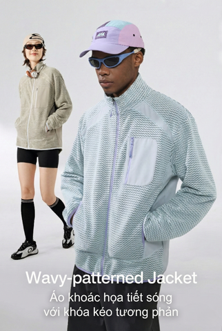 INF®️| ÁO KHOÁC HỌA TIẾT LƯỢN SÓNG LÓT LÔNG CỪU KHÓA KÉO INF 5480