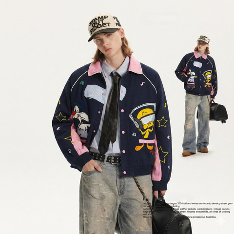 WES®️| ÁO KHOÁC VẢI THÔ THÊU HỌA TIẾT RETRO UNISEX WES2026