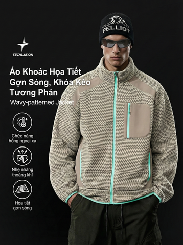 INF®️| ÁO KHOÁC HỌA TIẾT LƯỢN SÓNG LÓT LÔNG CỪU KHÓA KÉO INF 5480