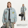 WES®️| ÁO KHOÁC DENIM CỔ BẺ THÊU HỌA TIẾT SUMMER RETRO UNISEX WES2026