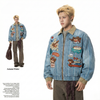 WES®️| ÁO KHOÁC DENIM CỔ BẺ THÊU HỌA TIẾT ĐỘNG VẬT RETRO UNISEX WES6178