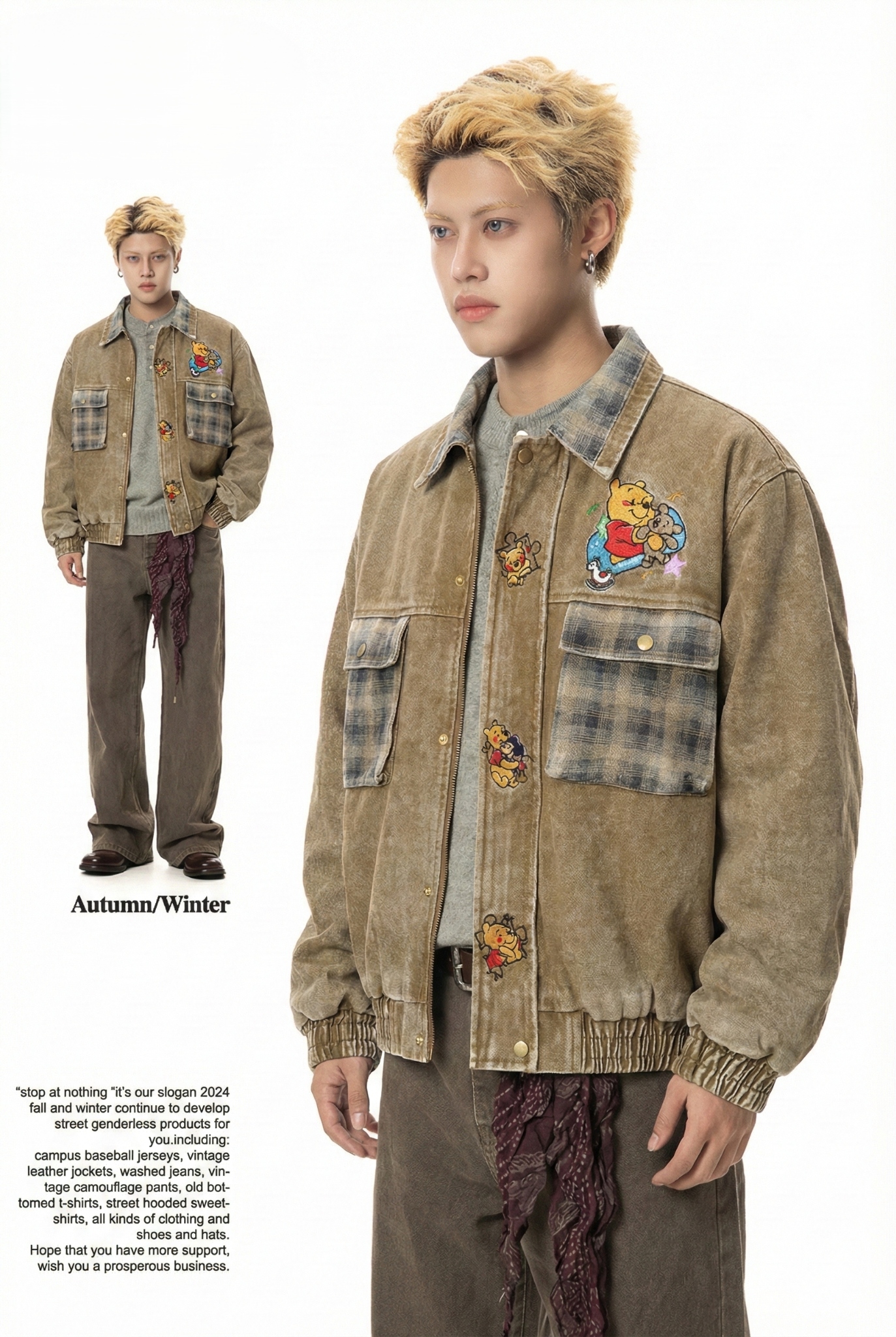 WES®️| ÁO KHOÁC DENIM  TRẦN BÔNG DÁNG RỘNG HỌA TIẾT THÊU MICKEY VINTAGE UNISEX W5150