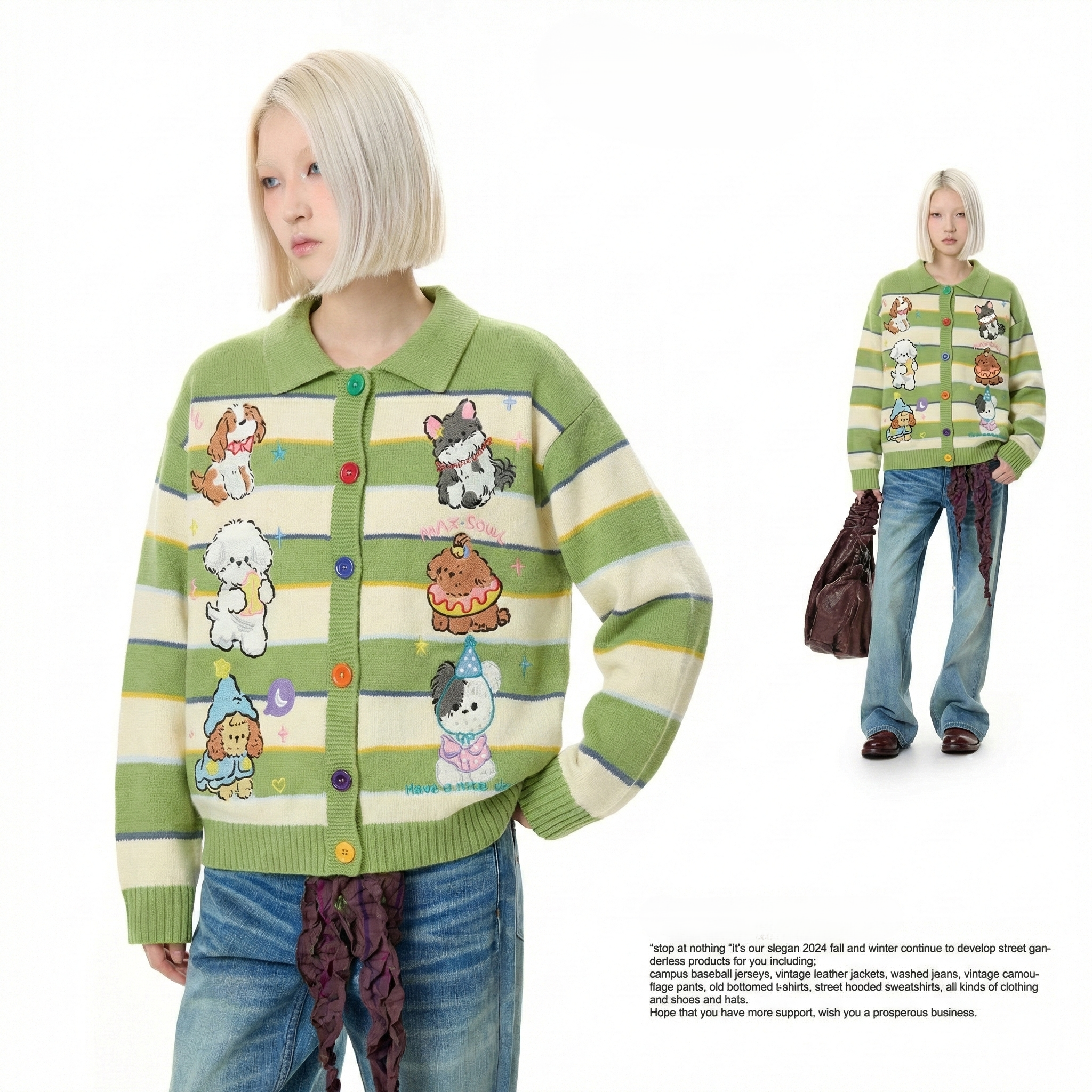 WES®️| ÁO KHOÁC LEN THÊU HAVE A NICE DAY RETRO UNISEX WES2026