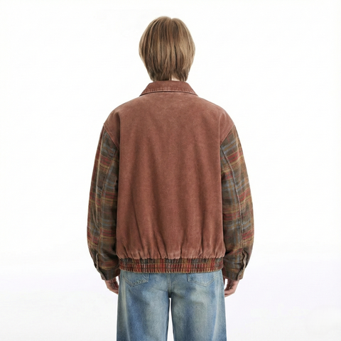 WES®️| ÁO KHOÁC KẺ CARO THÊU HỌA TIẾT HOẠT HÌNH DÁNG RỘNG VINTAGE UNISEX 5144